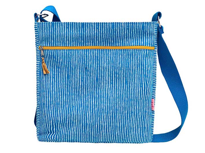 Messenger Bag Blue Stripe – Indigo Silver - Main Image