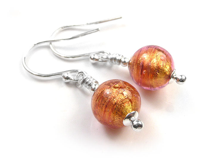 Murano Glass Earrings - Copper