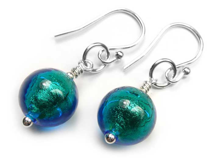 Murano Glass Earrings - Kingfisher Medium