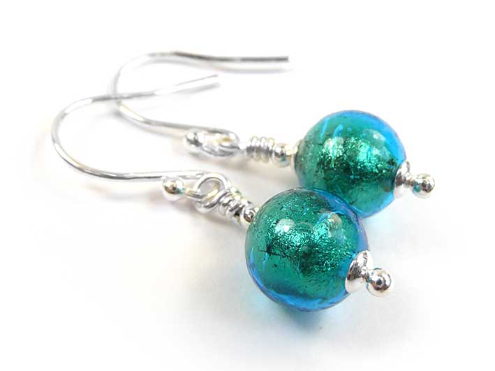 Murano Glass Earrings - Kingfisher Small