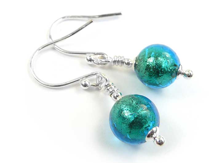 Murano Glass Earrings - Kingfisher Small