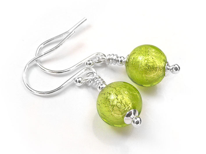 Murano Glass Earrings - Lime