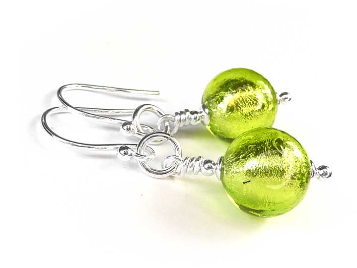 Murano Glass Earrings - Lime Medium