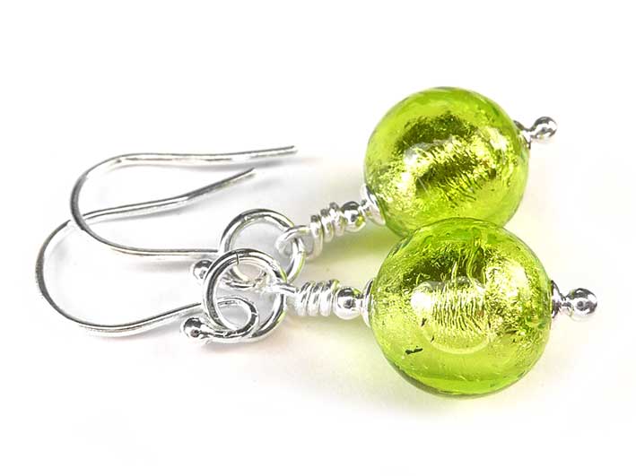 Murano Glass Earrings - Lime Medium