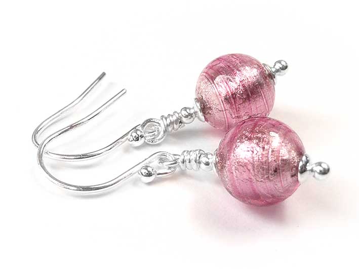 Murano Glass Earrings - Rose
