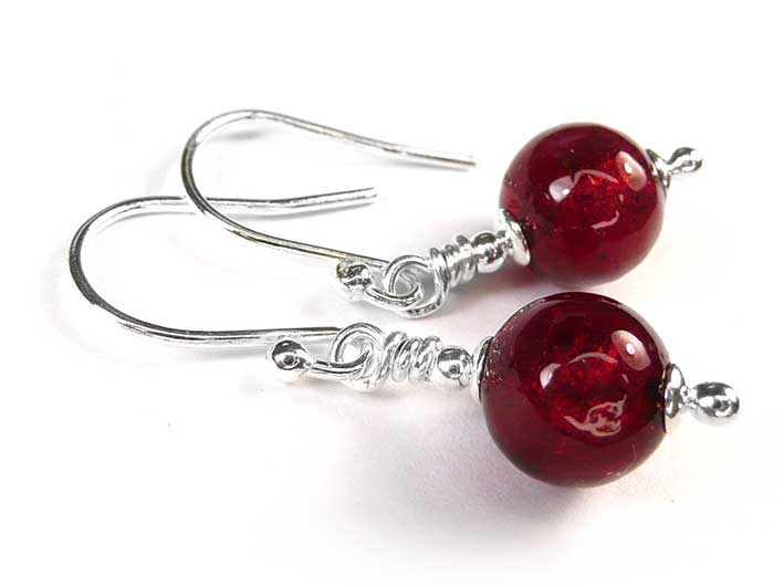 Murano Glass Earrings - Ruby Small