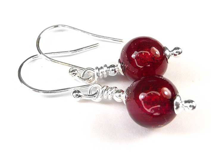 Murano Glass Earrings - Ruby