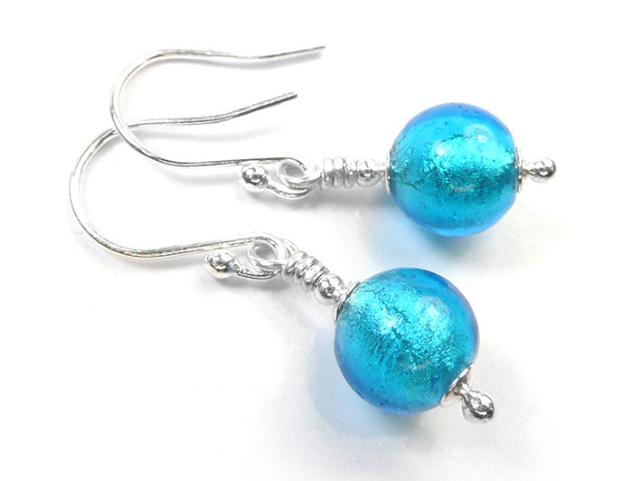Murano Glass Earrings - Turquoise Small