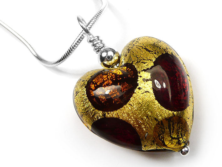 Murano Glass Heart Pendant - Warm Spot