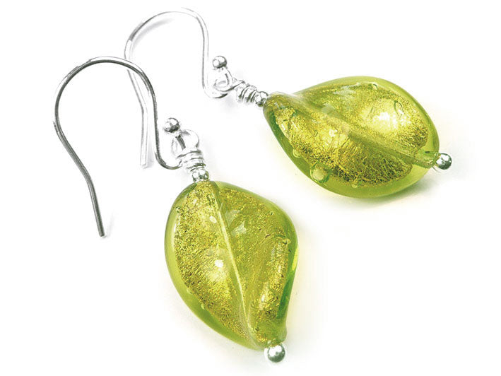 Murano Glass Twist Earrings - Lime