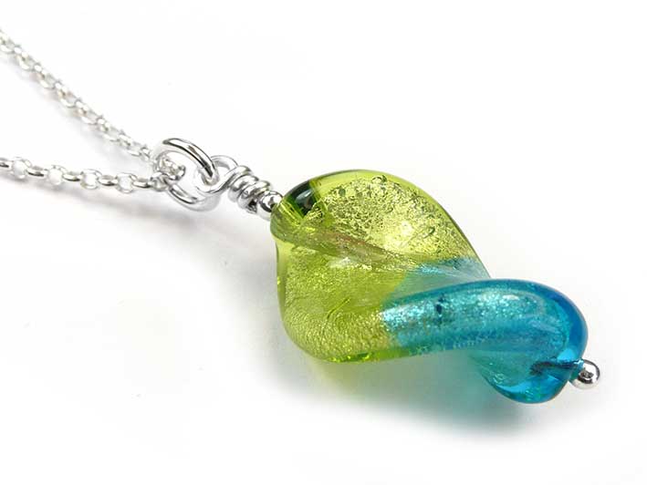 Murano Glass Twist Pendant - Turquoise and Lime