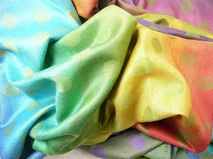 Pashmina - Rainbow Dots Green