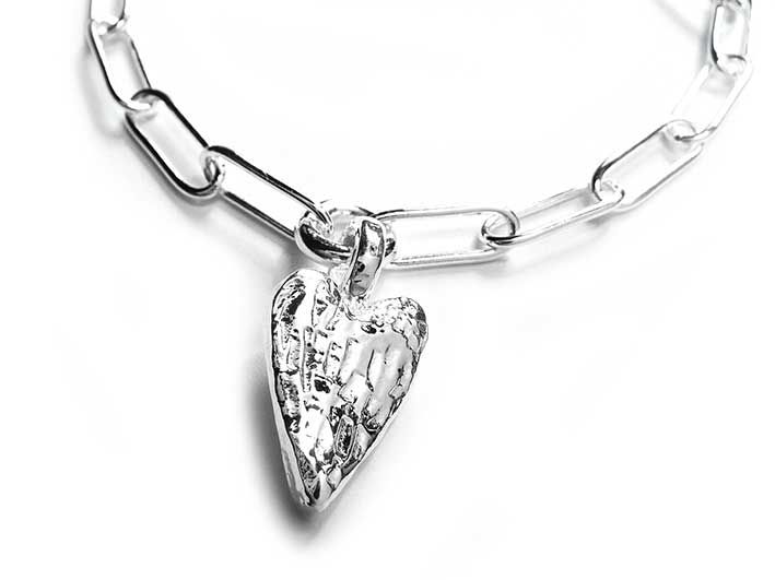 Silver Bracelet - Textured Heart
