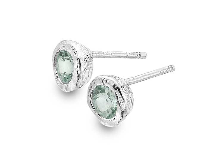 Silver Earrings - Pale Green Quartz
