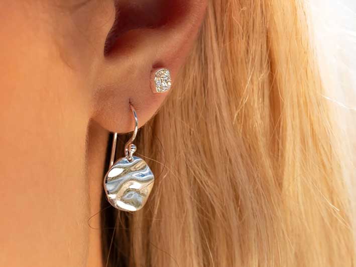 Silver Earrings - Rippled Water