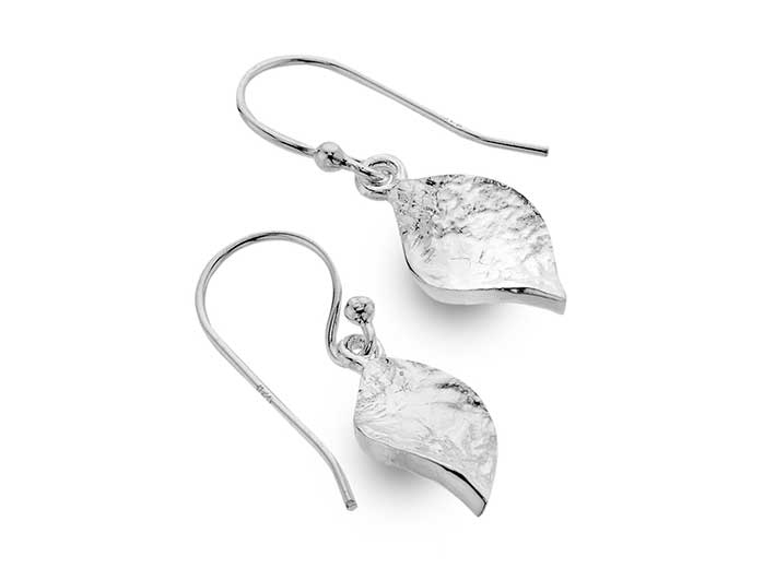 Silver Earrings Twisted Leaf Drop – Indigo Silver