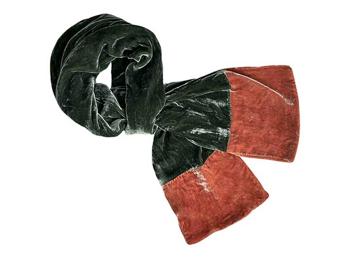 Velvet Scarf - Dark Sage and Sand