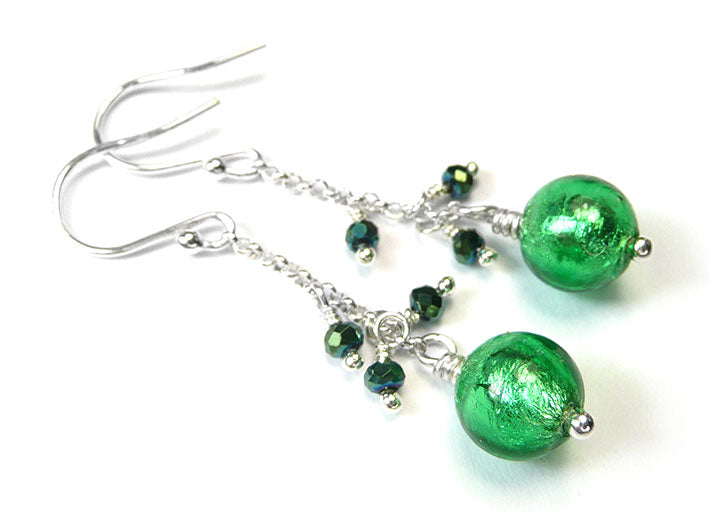 Murano Glass Bella Earrings - Emerald