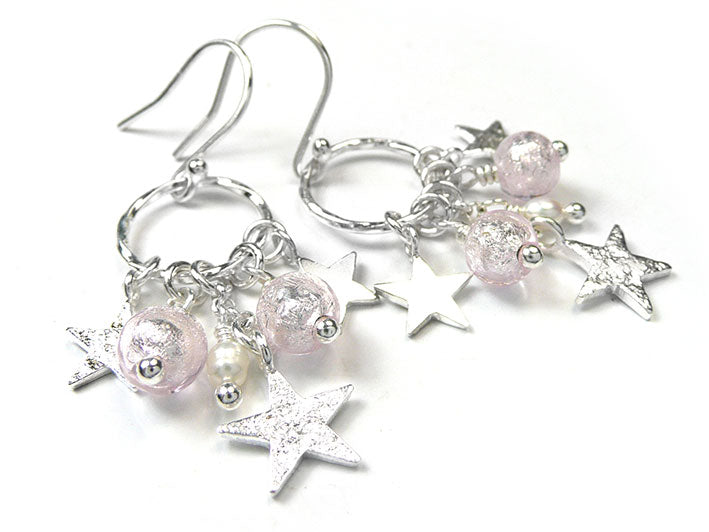 Murano Glass Celeste Earrings - Pale Pink