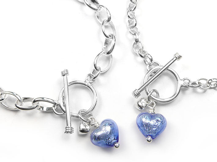 Murano Glass Heart Bracelet - Sapphire