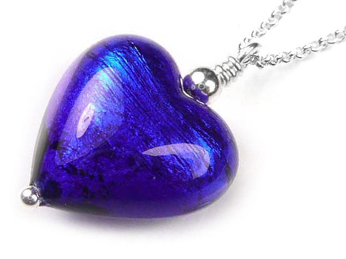 Murano Glass Heart Pendant - Electric Belcher Chain