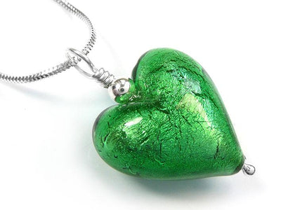 Murano Glass Heart Pendant - Emerald