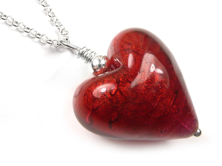 Murano Glass Heart Pendant - Rubino