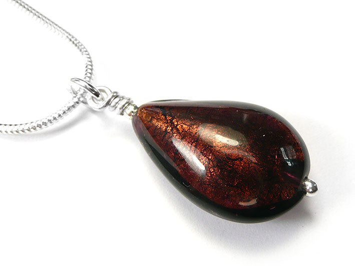 Murano Glass Pendant - Dark Chocolate Drop