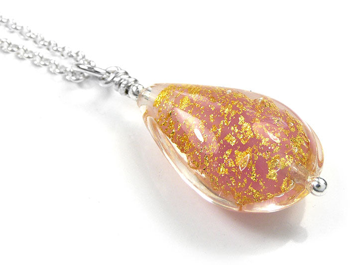 Murano Glass Pendant - Salmon Drop