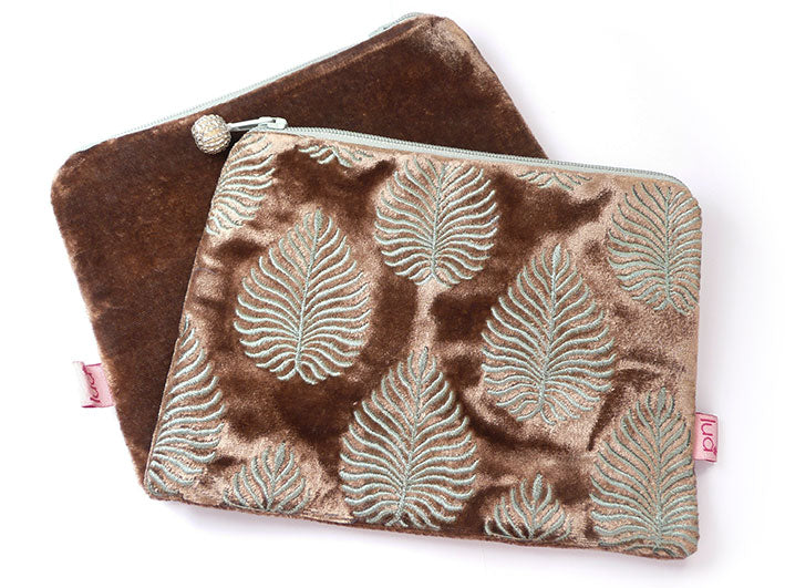 Purse - Embroidered Leaf Velvet