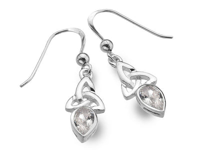 Silver Earrings - Celtic Trinity April