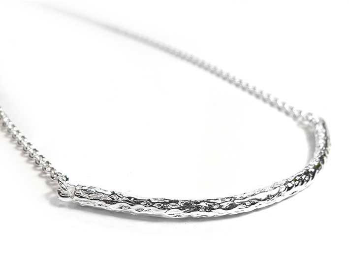Silver Necklace Textured Bar