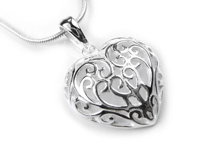 Silver Pendant - Filigree Heart