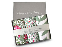 Block Print Handkerchiefs - Green and Pink Floral