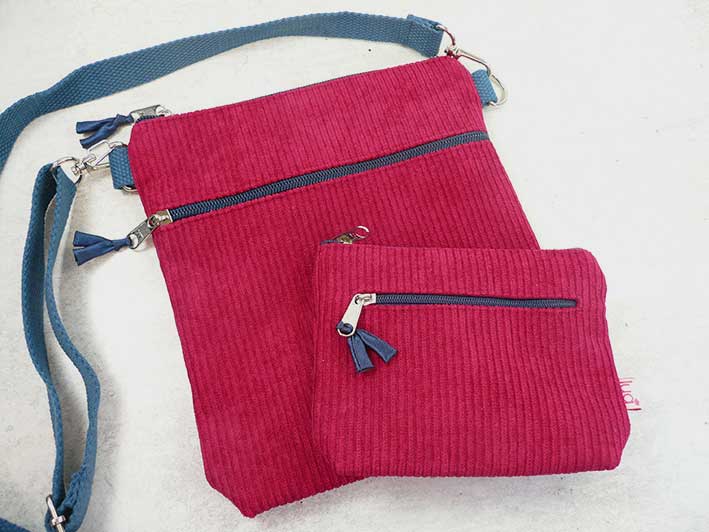 Cross Body Bag - Red Corduroy