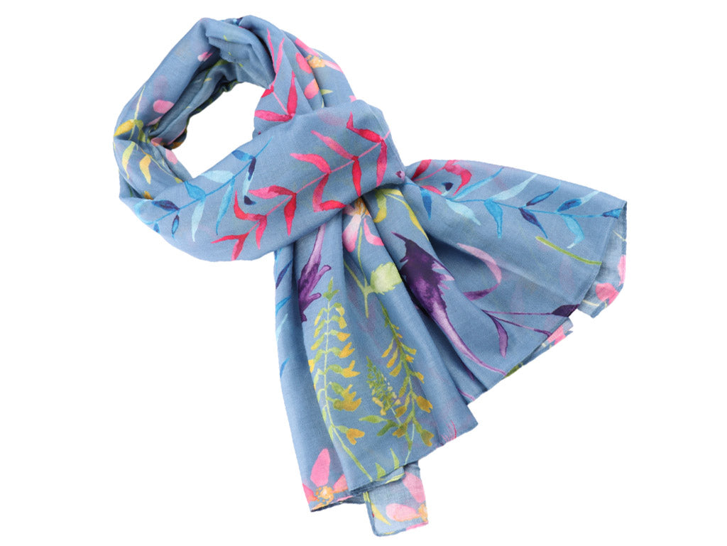 Lightweight Scarf - Wild Flowers Blue