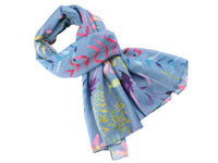 Lightweight Scarf - Wild Flowers Blue