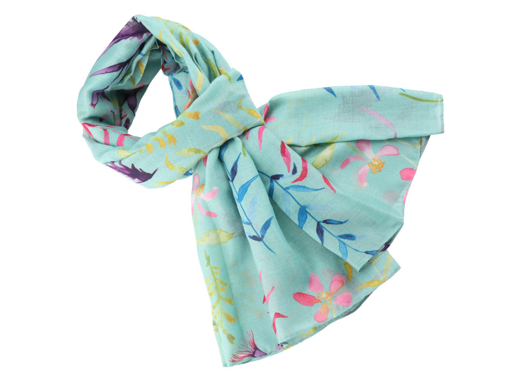 Lightweight Scarf - Wild Flowers Mint