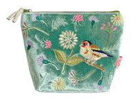 Velvet Cosmetic Bag - Goldfinch Aqua