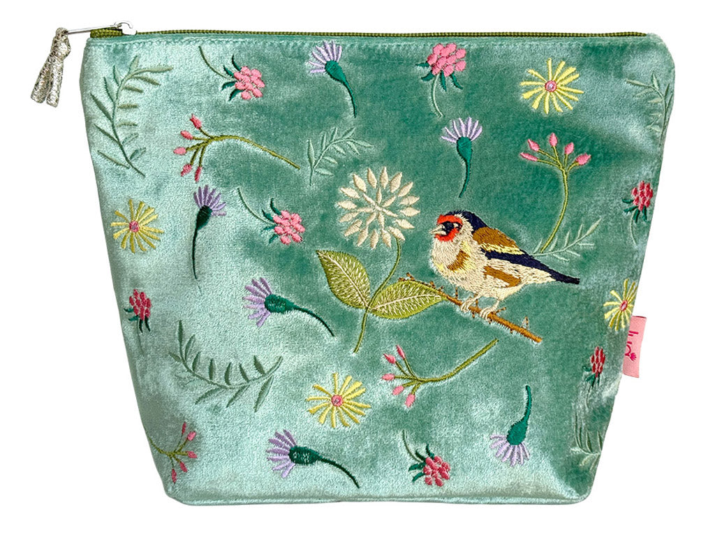 Velvet Cosmetic Bag - Goldfinch Aqua Large