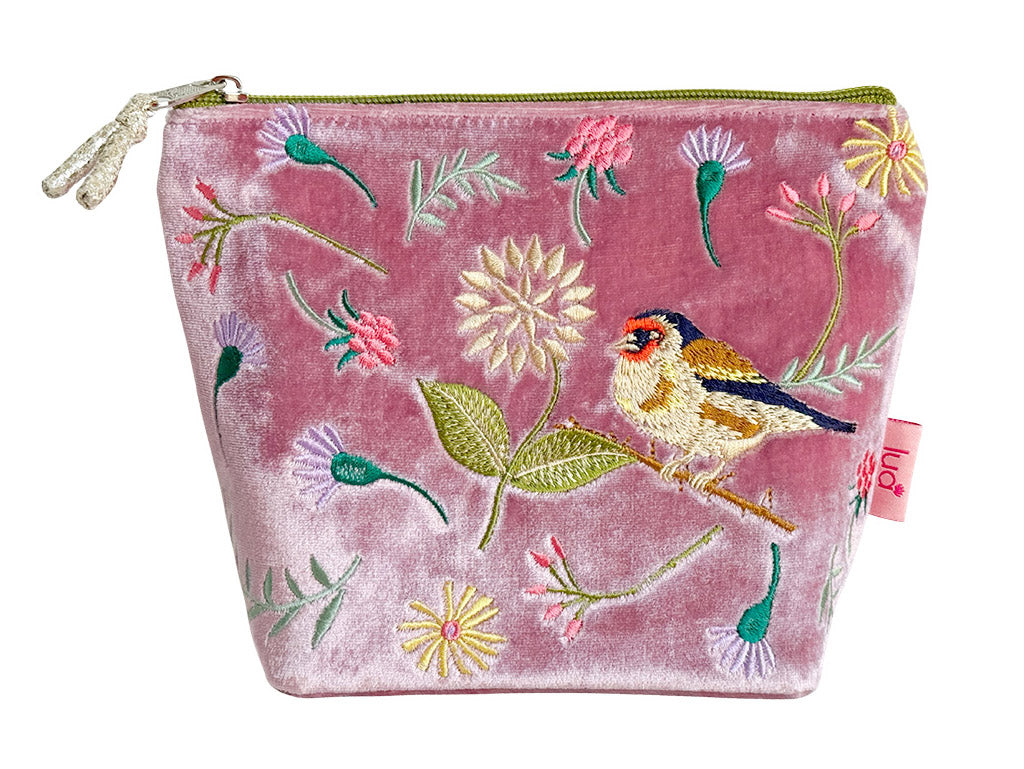 Velvet Cosmetic Bag - Goldfinch Pink