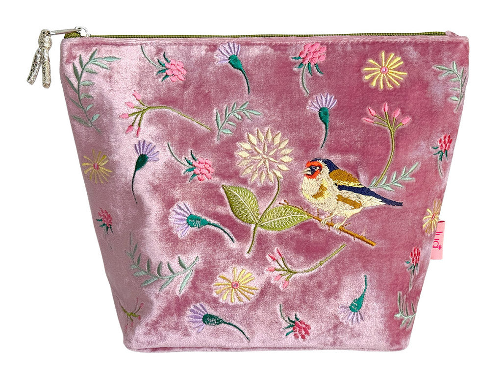 Velvet Cosmetic Bag - Goldfinch Pink Large