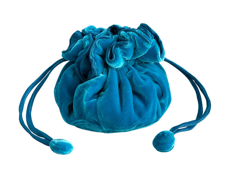 Velvet Jewellery Pouch - Aqua Blue