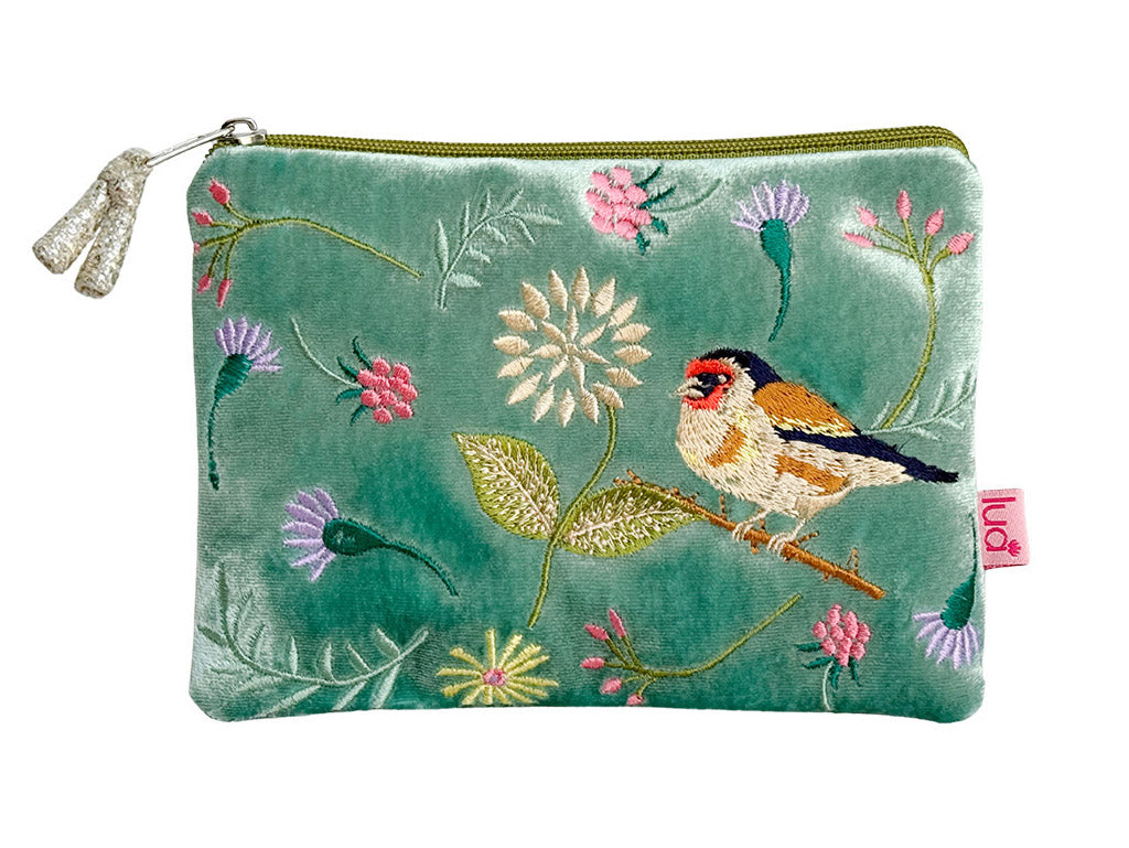 Velvet Purse - Goldfinch Aqua Medium