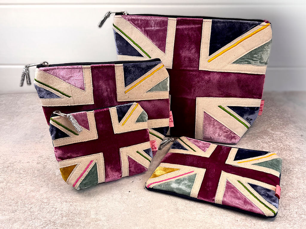 Velvet Cosmetic Bag - Colourful Union Flag Large