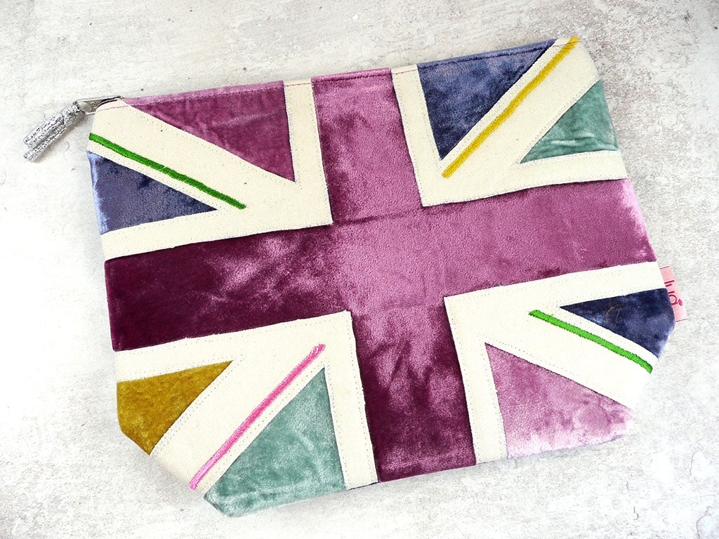 Velvet Cosmetic Bag - Colourful Union Flag Large