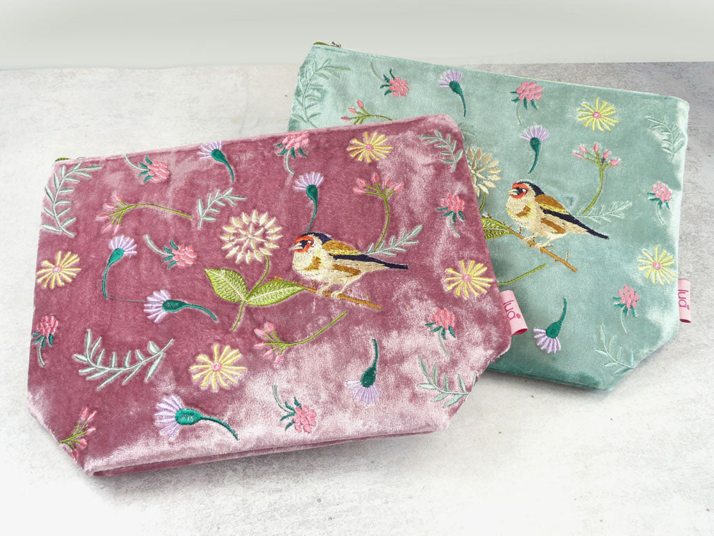 Velvet Cosmetic Bag - Goldfinch Pink Large