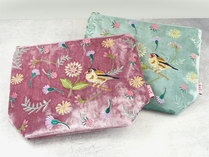 Velvet Cosmetic Bag - Goldfinch Pink Large