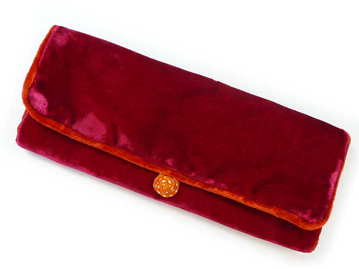 Jewellery Roll - Hot Pink Velvet