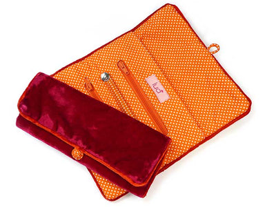 Jewellery Roll - Hot Pink Velvet